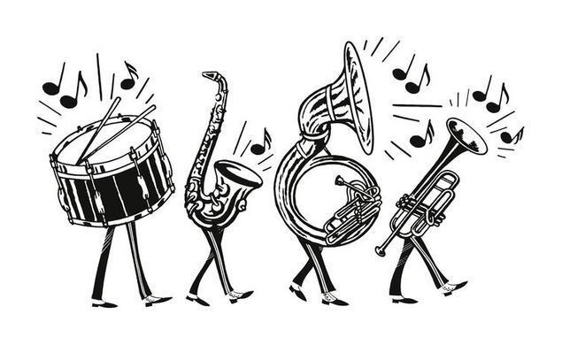 Image of musical instruments marching