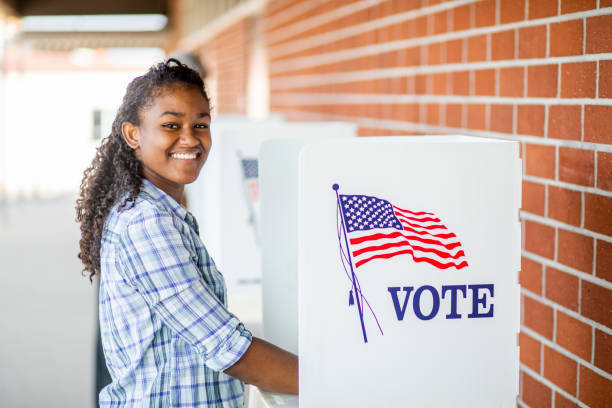 young woman voting