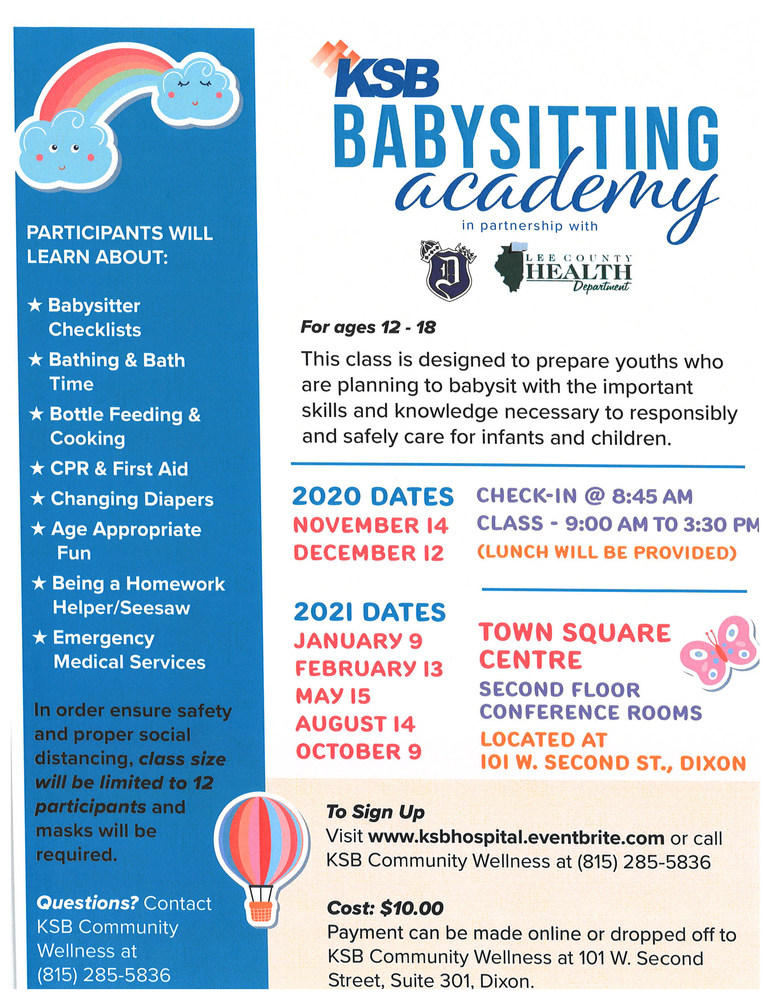 KSB Babysitting Academy Schedule