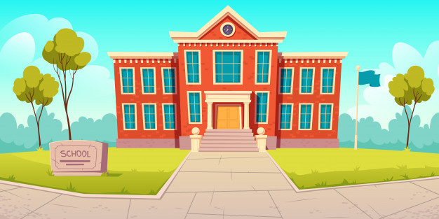 School Building Cartoon Image