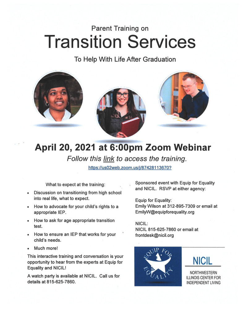 Parent Training Flyer on Transition Services