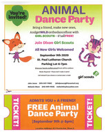 Girl Scout Animal Dance Party, Sept. 9th