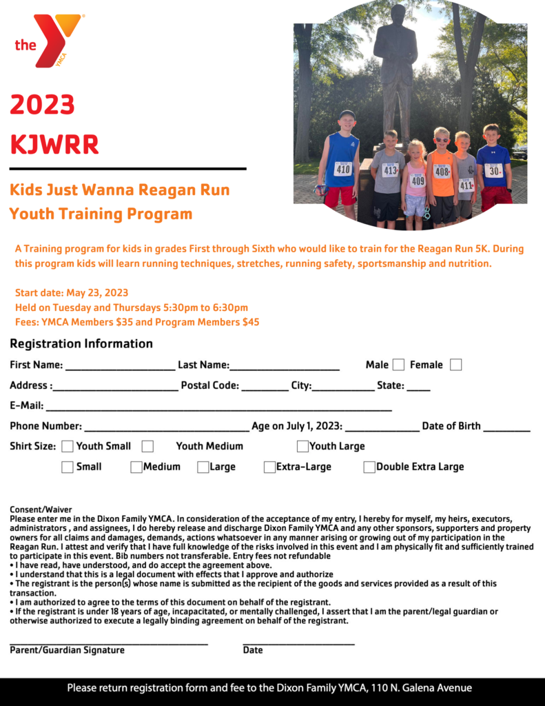 Reagan Run Youth Program flyer