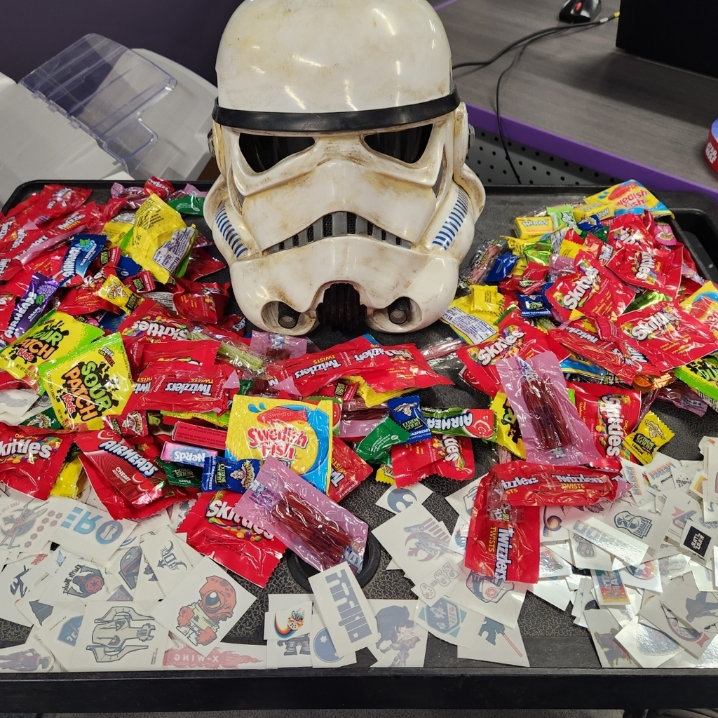 photo of candy & Star Wars helmet