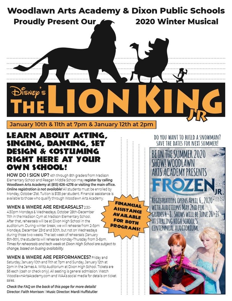 Lion King Jr. flyer page 1