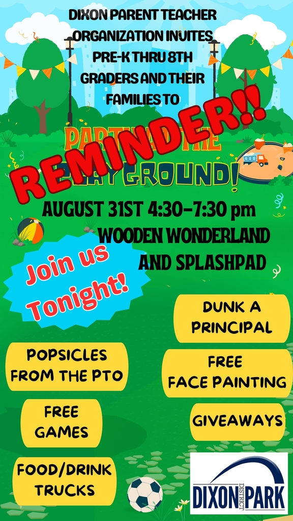 Flyer with trees and information about Party at the Playground