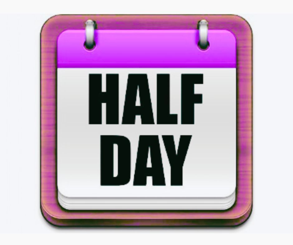 Image with words half day written on clipboard