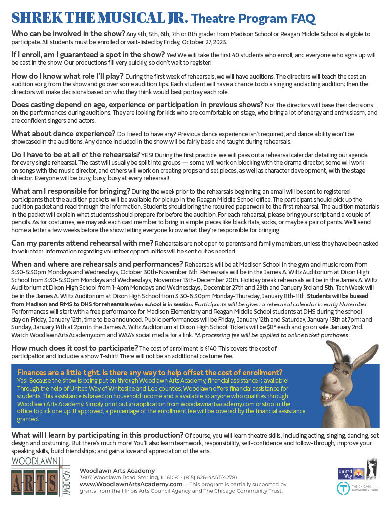 Flyer with Donkey from Shrek and frequently asked questions