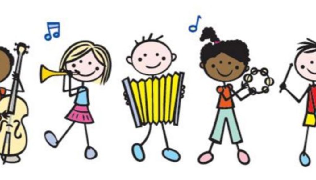 Graphic of kids playing music